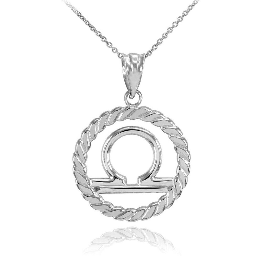 Sterling Silver Libra Zodiac Sign Pendant Necklace